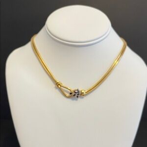 Bronzoro Italy Leopard Head Double Snake Chain Necklace 18K Yellow Gold Plated